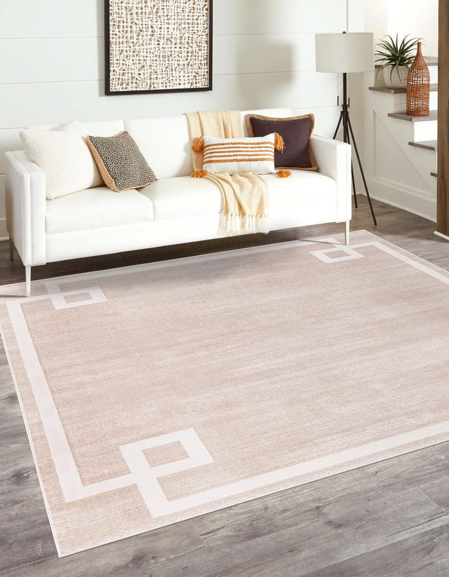 Beige 7' 10 x 7' 10 Jill Zarin Uptown Square Area Rug 70% Polypropylene & 30% Polyester Contemporary Carpet for Living, Dining, Office, Bedroom for Sale at Rug Engine