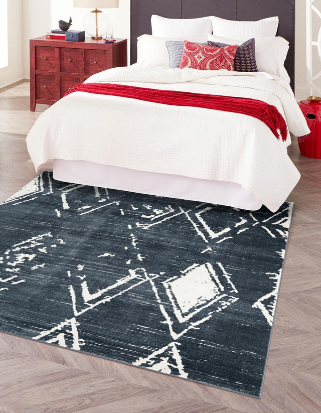 Navy Blue 7' 10 x 7' 10 Jill Zarin Uptown Square Area Rug 70% Polypropylene & 30% Polyester Contemporary Carpet for Living, Dining, Office, Bedroom for Sale at Rug Engine