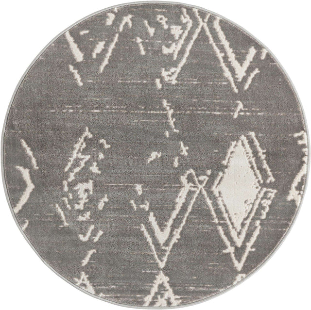 Gray 3' 3 x 3' 3 Jill Zarin Uptown Round Area Rug 70% Polypropylene & 30% Polyester Contemporary Carpet for Living, Dining, Office, Bedroom for Sale at Rug Engine