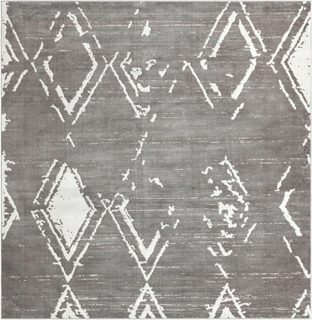 Gray 7' 10 x 7' 10 Jill Zarin Uptown Square Area Rug 70% Polypropylene & 30% Polyester Contemporary Carpet for Living, Dining, Office, Bedroom for Sale at Rug Engine