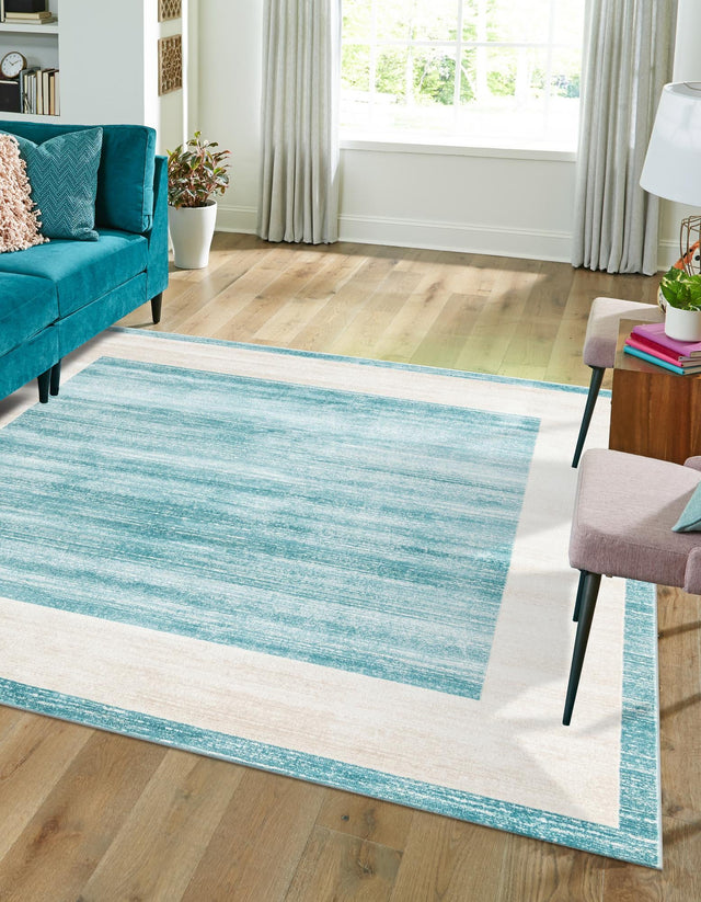 Turquoise 7' 10 x 7' 10 Jill Zarin Uptown Square Area Rug 70% Polypropylene & 30% Polyester Contemporary Carpet for Living, Dining, Office, Bedroom for Sale at Rug Engine