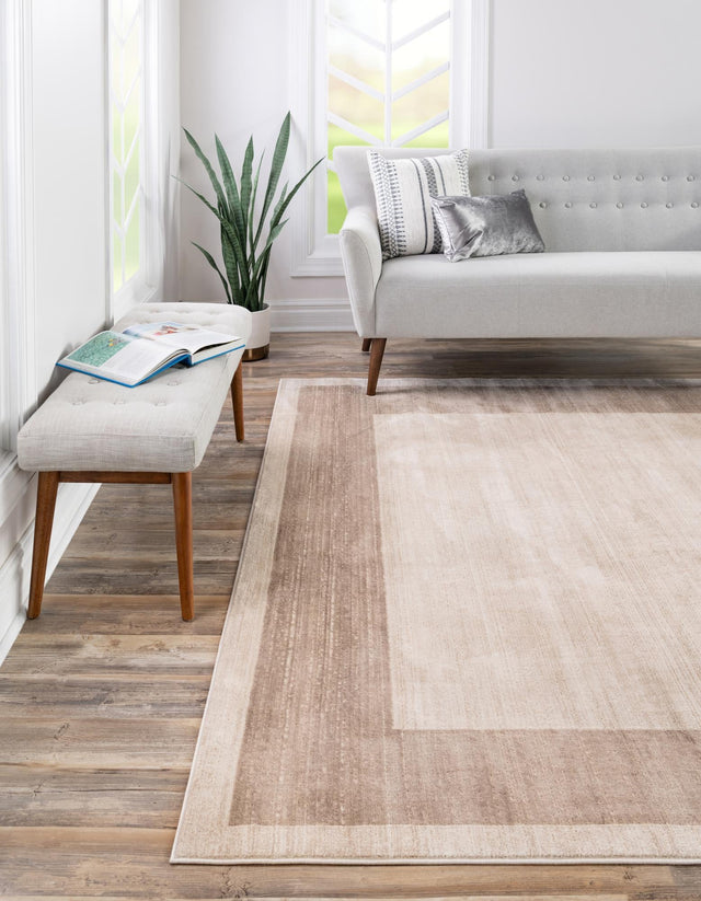 Beige 7' 10 x 7' 10 Jill Zarin Uptown Square Area Rug 70% Polypropylene & 30% Polyester Contemporary Carpet for Living, Dining, Office, Bedroom for Sale at Rug Engine