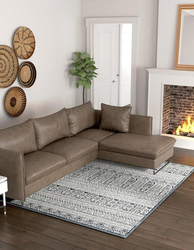 Blue 9' x 12' Jill Zarin Uptown Rectangle Area Rug 70% Polypropylene & 30% Polyester Contemporary Carpet for Living, Dining, Office, Bedroom for Sale at Rug Engine