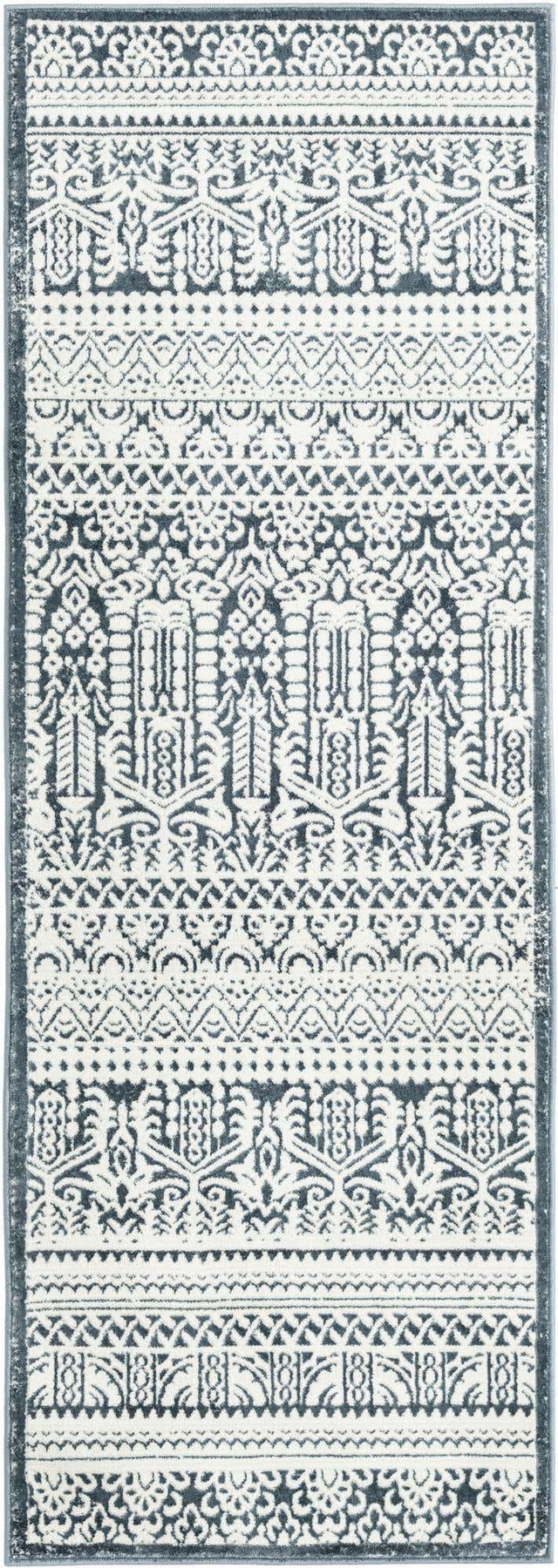 Blue 2' 2 x 6' 1 Jill Zarin Uptown Runner Area Rug 70% Polypropylene & 30% Polyester Contemporary Carpet for Living, Dining, Office, Bedroom for Sale at Rug Engine