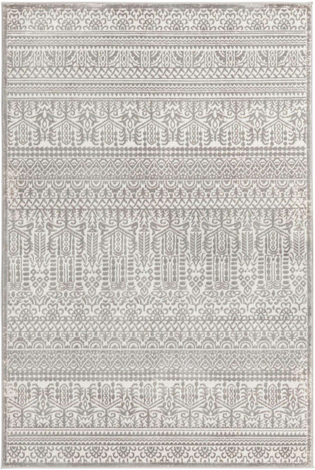 Gray 4' 1 x 6' 1 Jill Zarin Uptown Rectangle Area Rug 70% Polypropylene & 30% Polyester Contemporary Carpet for Living, Dining, Office, Bedroom for Sale at Rug Engine