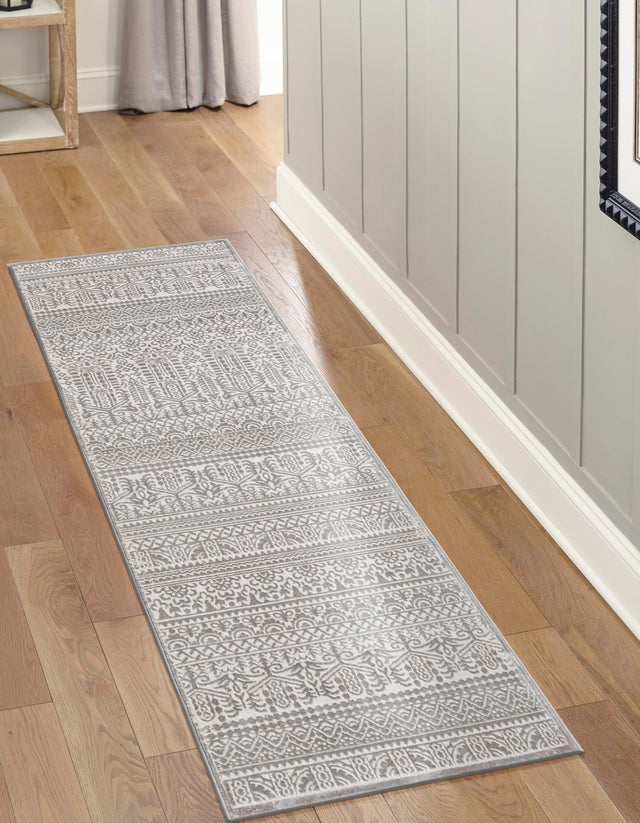 Gray 2' 7 x 8' Jill Zarin Uptown Runner Area Rug 70% Polypropylene & 30% Polyester Contemporary Carpet for Living, Dining, Office, Bedroom for Sale at Rug Engine