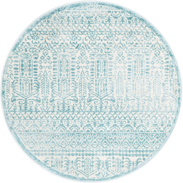 Teal 3' 3 x 3' 3 Jill Zarin Uptown Round Area Rug 70% Polypropylene & 30% Polyester Contemporary Carpet for Living, Dining, Office, Bedroom for Sale at Rug Engine