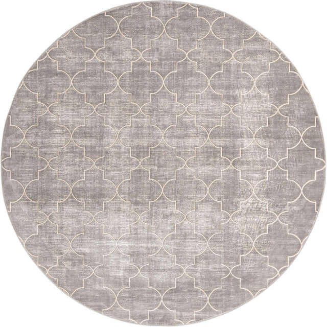 Gray 7' 10 x 7' 10 Jill Zarin Uptown Round Area Rug 70% Polypropylene & 30% Polyester Contemporary Carpet for Living, Dining, Office, Bedroom for Sale at Rug Engine