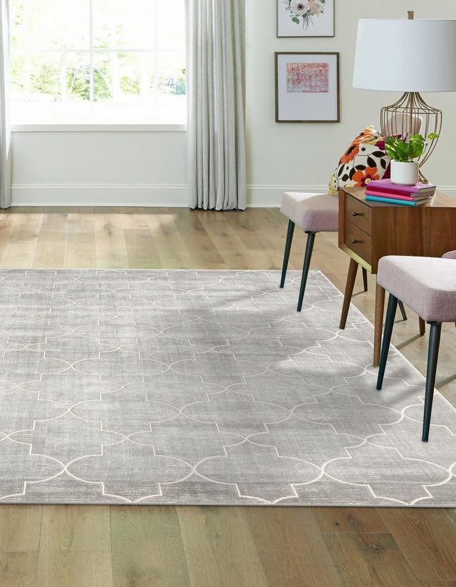 Gray 7' 10 x 7' 10 Jill Zarin Uptown Square Area Rug 70% Polypropylene & 30% Polyester Contemporary Carpet for Living, Dining, Office, Bedroom for Sale at Rug Engine