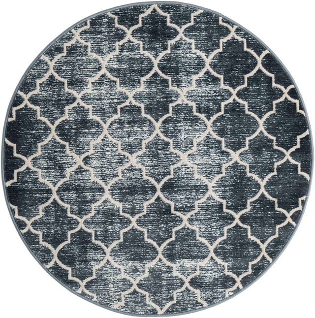 Navy Blue 3' 3 x 3' 3 Jill Zarin Uptown Round Area Rug 70% Polypropylene & 30% Polyester Contemporary Carpet for Living, Dining, Office, Bedroom for Sale at Rug Engine