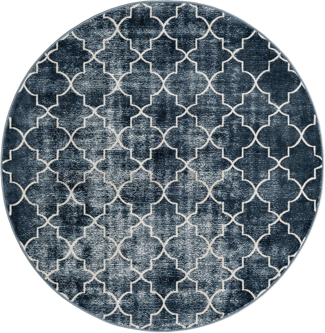Navy Blue 5' 3 x 5' 3 Jill Zarin Uptown Round Area Rug 70% Polypropylene & 30% Polyester Contemporary Carpet for Living, Dining, Office, Bedroom for Sale at Rug Engine