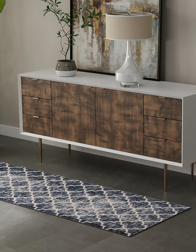 Navy Blue 2' 7 x 8' Jill Zarin Uptown Runner Area Rug 70% Polypropylene & 30% Polyester Contemporary Carpet for Living, Dining, Office, Bedroom for Sale at Rug Engine
