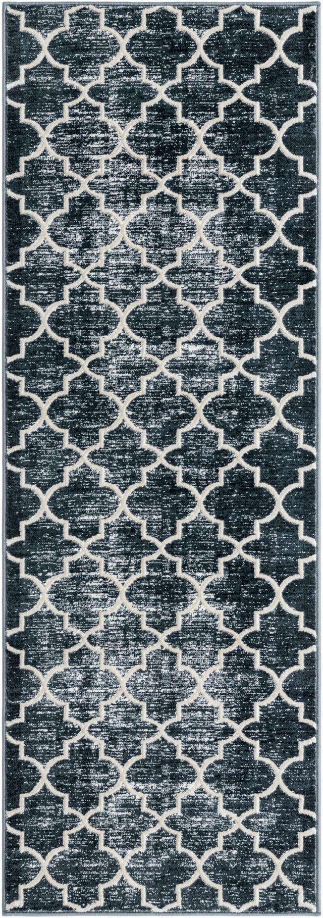 Navy Blue 2' 2 x 6' 1 Jill Zarin Uptown Runner Area Rug 70% Polypropylene & 30% Polyester Contemporary Carpet for Living, Dining, Office, Bedroom for Sale at Rug Engine