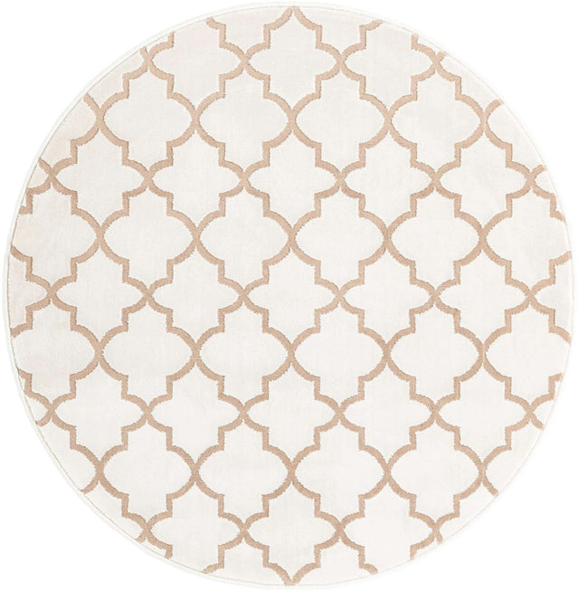 White 3' 3 x 3' 3 Jill Zarin Uptown Round Area Rug 70% Polypropylene & 30% Polyester Contemporary Carpet for Living, Dining, Office, Bedroom for Sale at Rug Engine