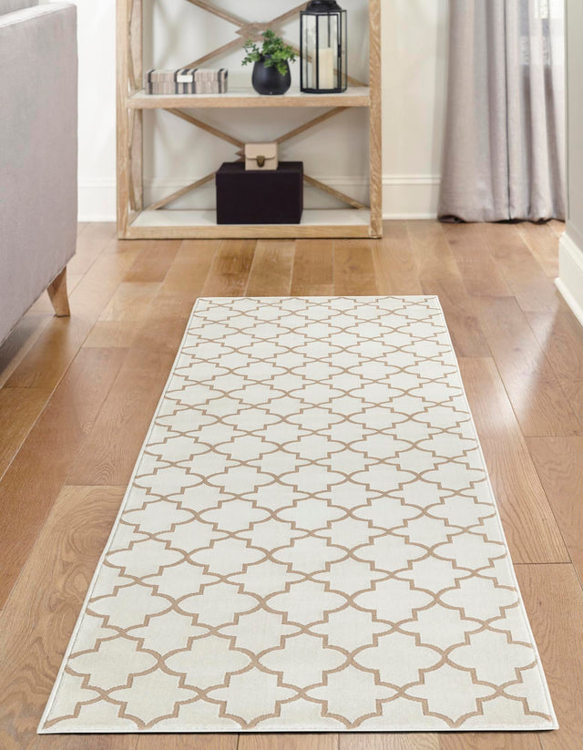 White 2' 7 x 8' Jill Zarin Uptown Runner Area Rug 70% Polypropylene & 30% Polyester Contemporary Carpet for Living, Dining, Office, Bedroom for Sale at Rug Engine