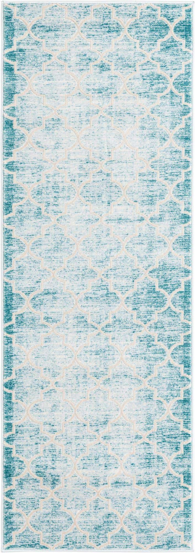 Teal 2' 2 x 6' 1 Jill Zarin Uptown Runner Area Rug 70% Polypropylene & 30% Polyester Contemporary Carpet for Living, Dining, Office, Bedroom for Sale at Rug Engine