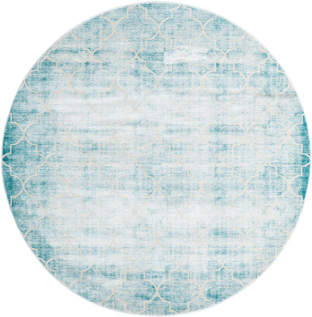 Teal 7' 10 x 7' 10 Jill Zarin Uptown Round Area Rug 70% Polypropylene & 30% Polyester Contemporary Carpet for Living, Dining, Office, Bedroom for Sale at Rug Engine