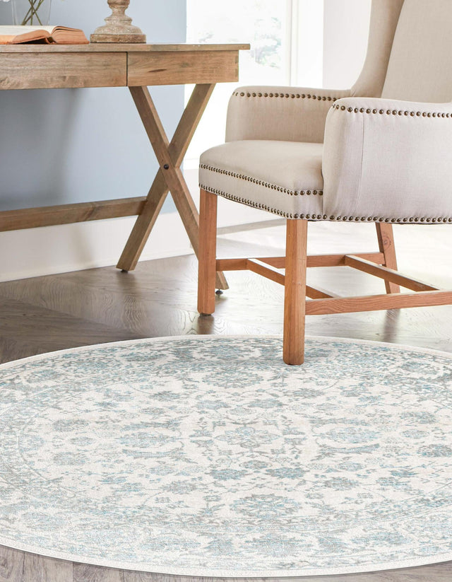Teal 7' 10 x 7' 10 Jill Zarin Uptown Round Area Rug 70% Polypropylene & 30% Polyester Contemporary Carpet for Living, Dining, Office, Bedroom for Sale at Rug Engine