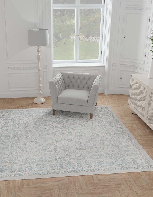 Teal 7' 10 x 7' 10 Jill Zarin Uptown Square Area Rug 70% Polypropylene & 30% Polyester Contemporary Carpet for Living, Dining, Office, Bedroom for Sale at Rug Engine