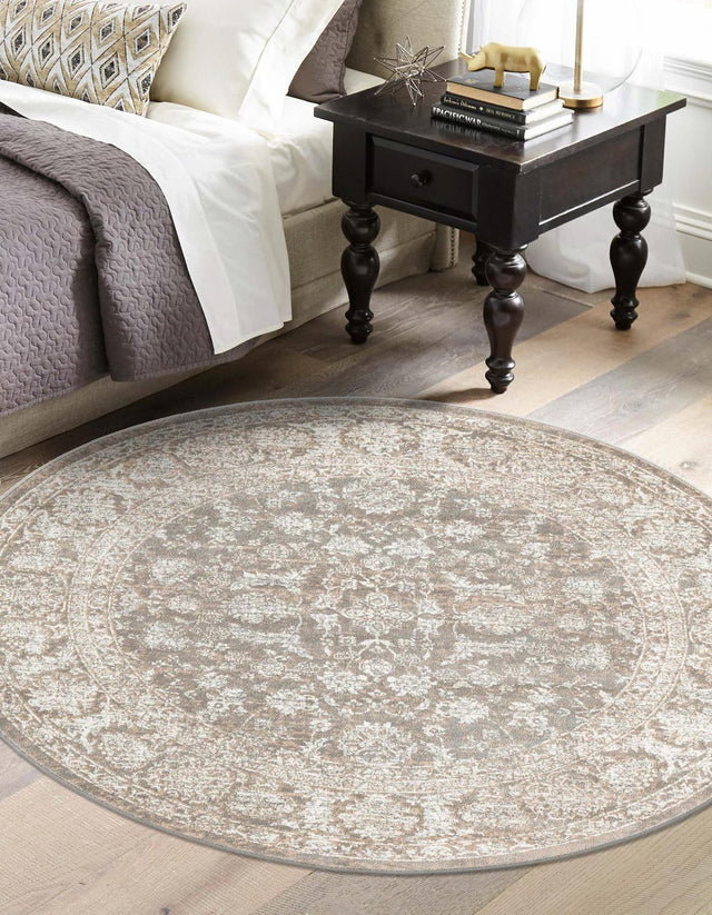 Gray 3' 3 x 3' 3 Jill Zarin Uptown Round Area Rug 70% Polypropylene & 30% Polyester Contemporary Carpet for Living, Dining, Office, Bedroom for Sale at Rug Engine
