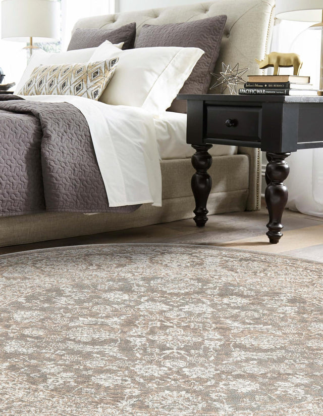 Gray 3' 3 x 3' 3 Jill Zarin Uptown Round Area Rug 70% Polypropylene & 30% Polyester Contemporary Carpet for Living, Dining, Office, Bedroom for Sale at Rug Engine