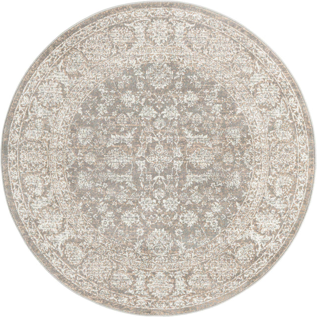 Gray 5' 3 x 5' 3 Jill Zarin Uptown Round Area Rug 70% Polypropylene & 30% Polyester Contemporary Carpet for Living, Dining, Office, Bedroom for Sale at Rug Engine