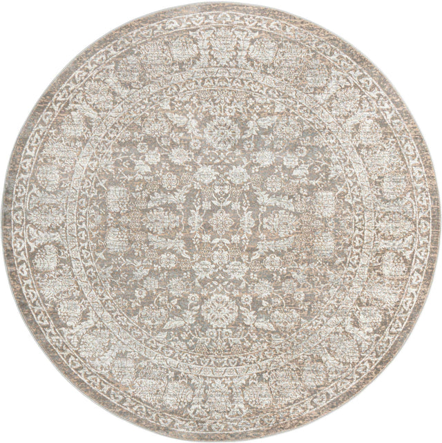 Gray 7' 10 x 7' 10 Jill Zarin Uptown Round Area Rug 70% Polypropylene & 30% Polyester Contemporary Carpet for Living, Dining, Office, Bedroom for Sale at Rug Engine