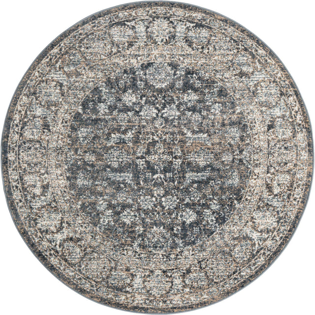 Navy Blue 5' 3 x 5' 3 Jill Zarin Uptown Round Area Rug 70% Polypropylene & 30% Polyester Contemporary Carpet for Living, Dining, Office, Bedroom for Sale at Rug Engine