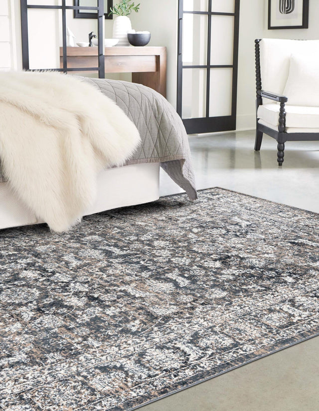 Navy Blue 4' 1 x 6' 1 Jill Zarin Uptown Rectangle Area Rug 70% Polypropylene & 30% Polyester Contemporary Carpet for Living, Dining, Office, Bedroom for Sale at Rug Engine