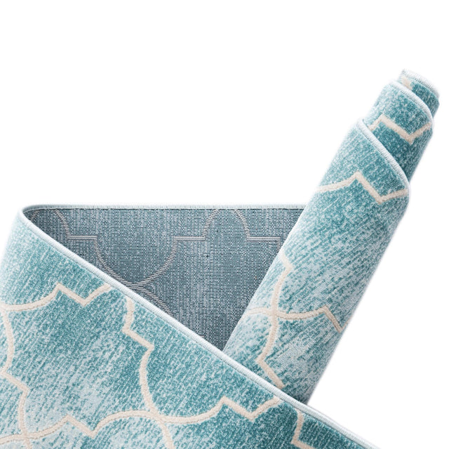 Teal 7' 10 x 7' 10 Jill Zarin Uptown Round Area Rug 70% Polypropylene & 30% Polyester Contemporary Carpet for Living, Dining, Office, Bedroom for Sale at Rug Engine