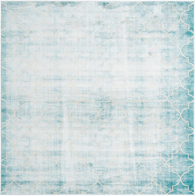 Teal 7' 10 x 7' 10 Jill Zarin Uptown Square Area Rug 70% Polypropylene & 30% Polyester Contemporary Carpet for Living, Dining, Office, Bedroom for Sale at Rug Engine