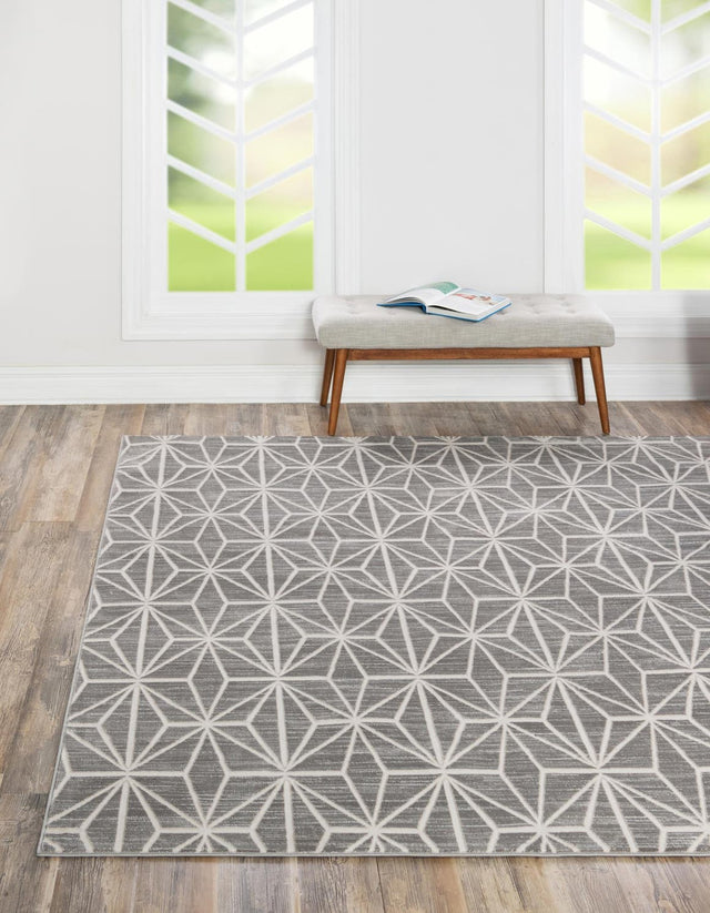 Gray 7' 10 x 7' 10 Jill Zarin Uptown Square Area Rug 70% Polypropylene & 30% Polyester Contemporary Carpet for Living, Dining, Office, Bedroom for Sale at Rug Engine