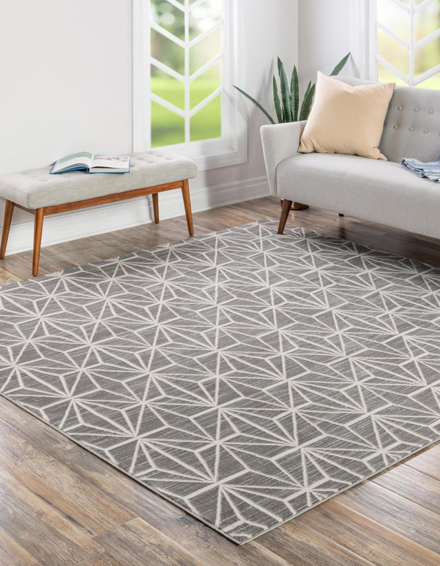 Gray 7' 10 x 7' 10 Jill Zarin Uptown Square Area Rug 70% Polypropylene & 30% Polyester Contemporary Carpet for Living, Dining, Office, Bedroom for Sale at Rug Engine
