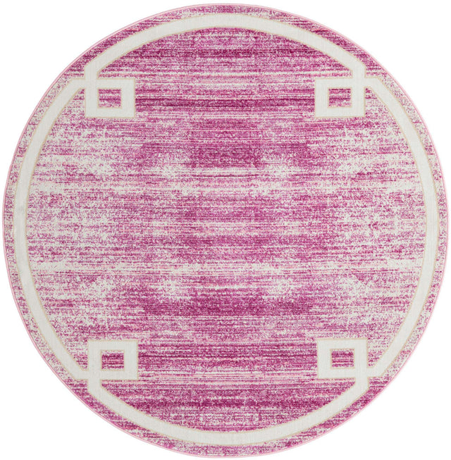 Pink 5' 3 x 5' 3 Jill Zarin Uptown Round Area Rug 70% Polypropylene & 30% Polyester Contemporary Carpet for Living, Dining, Office, Bedroom for Sale at Rug Engine