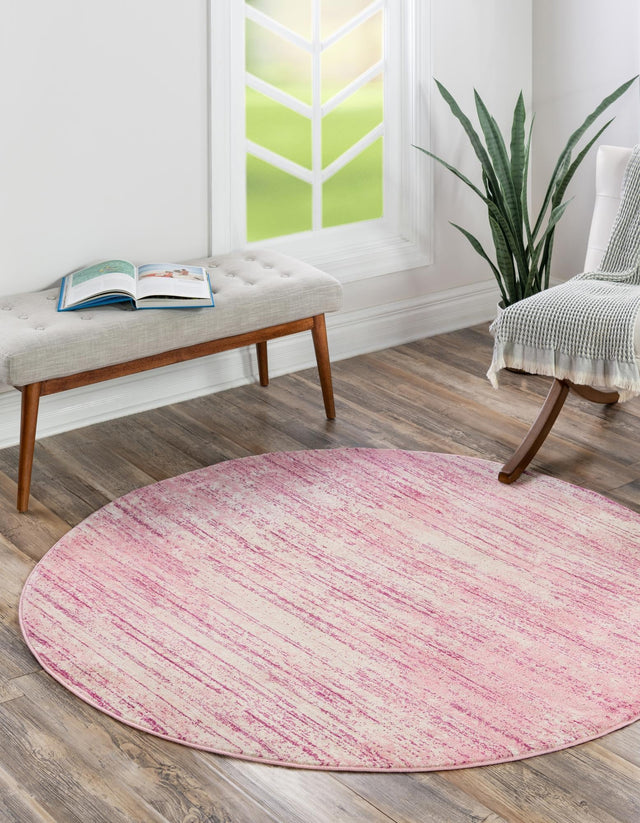 Pink 3' 1 x 3' 1 Jill Zarin Uptown Round Area Rug 70% Polypropylene & 30% Polyester Contemporary Carpet for Living, Dining, Office, Bedroom for Sale at Rug Engine