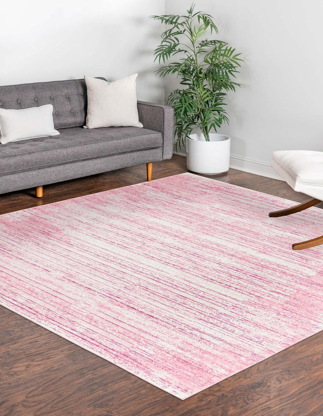 Pink 7' 10 x 7' 10 Jill Zarin Uptown Square Area Rug 70% Polypropylene & 30% Polyester Contemporary Carpet for Living, Dining, Office, Bedroom for Sale at Rug Engine