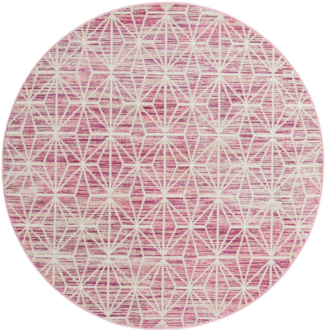 Pink 5' 3 x 5' 3 Jill Zarin Uptown Round Area Rug 70% Polypropylene & 30% Polyester Contemporary Carpet for Living, Dining, Office, Bedroom for Sale at Rug Engine