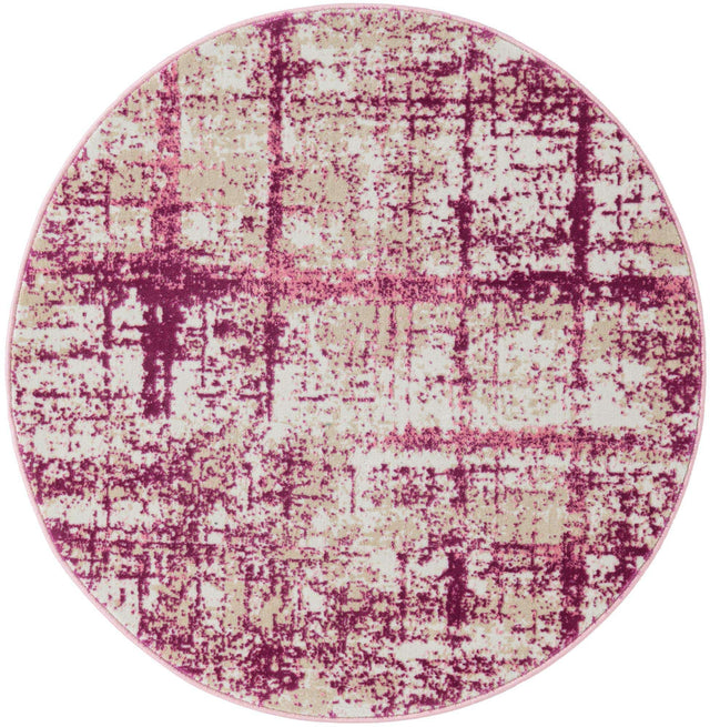 Pink 3' 1 x 3' 1 Jill Zarin Uptown Round Area Rug 70% Polypropylene & 30% Polyester Contemporary Carpet for Living, Dining, Office, Bedroom for Sale at Rug Engine