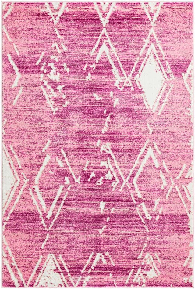 Pink 4' 1 x 6' 1 Jill Zarin Uptown Rectangle Area Rug 70% Polypropylene & 30% Polyester Contemporary Carpet for Living, Dining, Office, Bedroom for Sale at Rug Engine