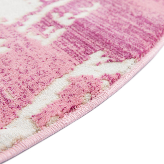 Pink 3' 1 x 3' 1 Jill Zarin Uptown Round Area Rug 70% Polypropylene & 30% Polyester Contemporary Carpet for Living, Dining, Office, Bedroom for Sale at Rug Engine