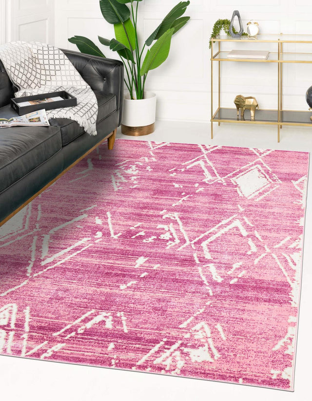 Pink 4' 1 x 6' 1 Jill Zarin Uptown Rectangle Area Rug 70% Polypropylene & 30% Polyester Contemporary Carpet for Living, Dining, Office, Bedroom for Sale at Rug Engine