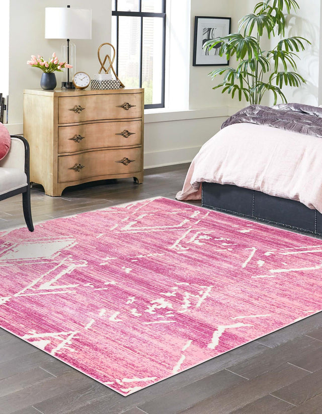 Pink 7' 10 x 7' 10 Jill Zarin Uptown Square Area Rug 70% Polypropylene & 30% Polyester Contemporary Carpet for Living, Dining, Office, Bedroom for Sale at Rug Engine