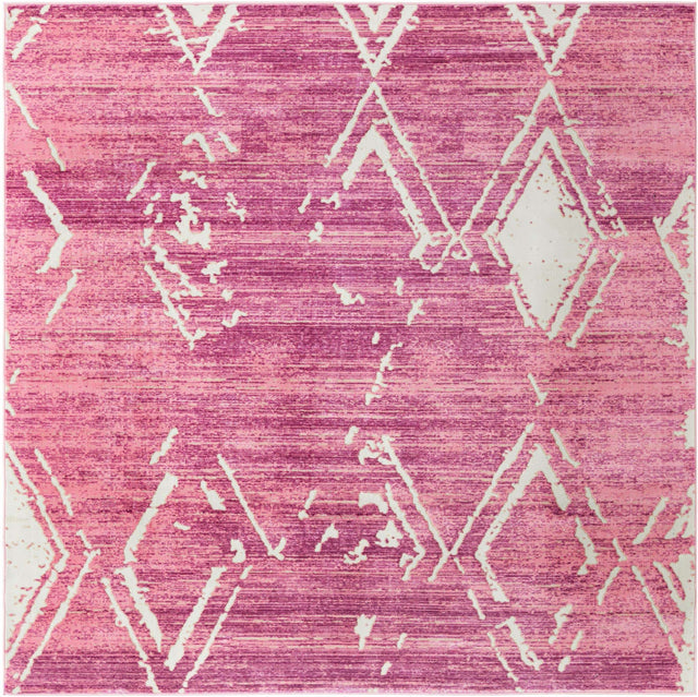 Pink 7' 10 x 7' 10 Jill Zarin Uptown Square Area Rug 70% Polypropylene & 30% Polyester Contemporary Carpet for Living, Dining, Office, Bedroom for Sale at Rug Engine