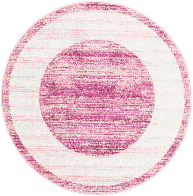 Pink 3' 1 x 3' 1 Jill Zarin Uptown Round Area Rug 70% Polypropylene & 30% Polyester Contemporary Carpet for Living, Dining, Office, Bedroom for Sale at Rug Engine
