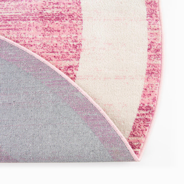 Pink 5' 3 x 5' 3 Jill Zarin Uptown Round Area Rug 70% Polypropylene & 30% Polyester Contemporary Carpet for Living, Dining, Office, Bedroom for Sale at Rug Engine