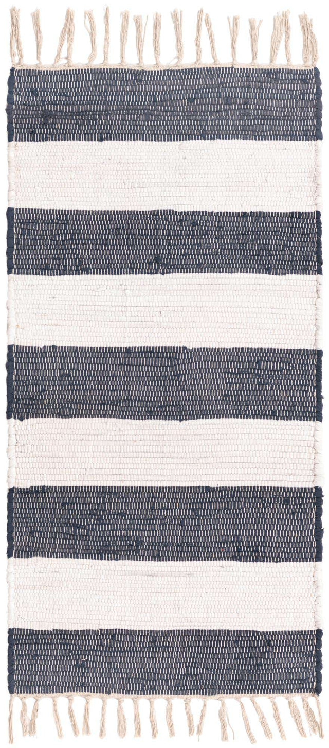 Navy Blue 2' x 4' 1 Chindi Rag Runner Area Rug 100% Cotton All Natural Eco-Friendly Carpet Mat Decor for Homes for Sale at Rug Engine