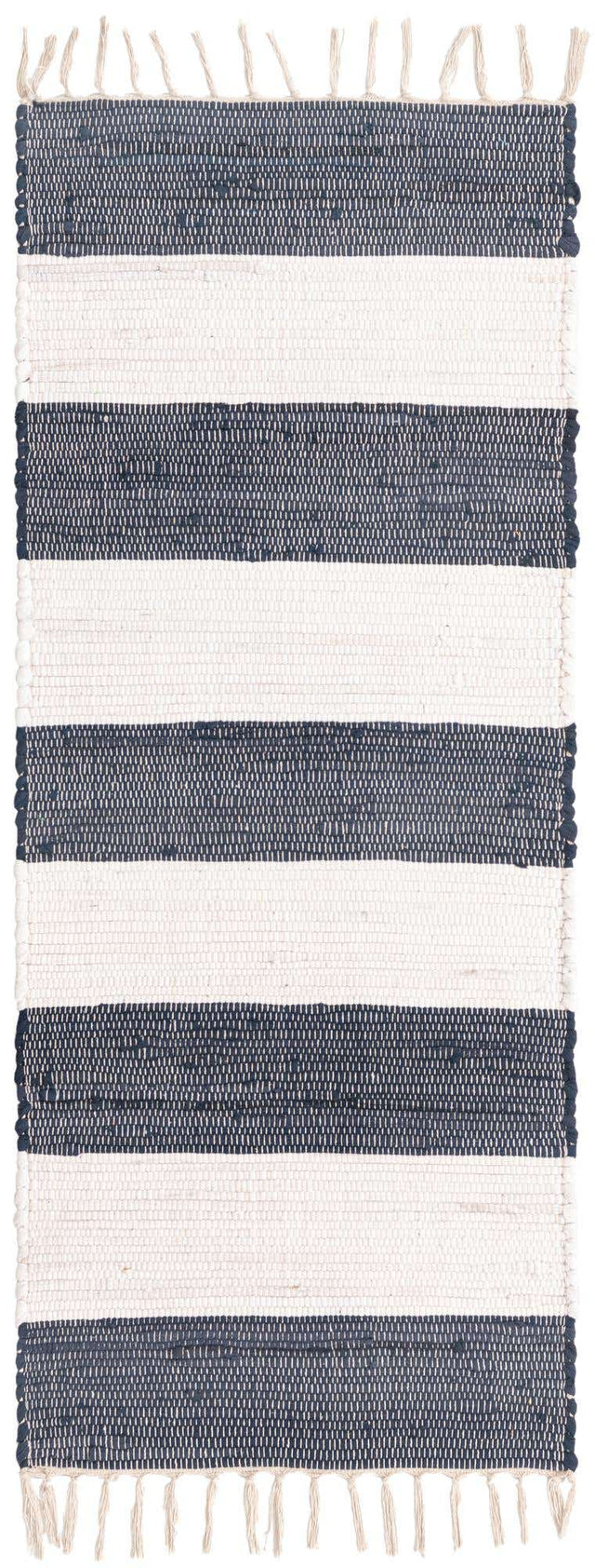 Navy Blue 2' x 5' 1 Chindi Rag Runner Area Rug 100% Cotton All Natural Eco-Friendly Carpet Mat Decor for Homes for Sale at Rug Engine