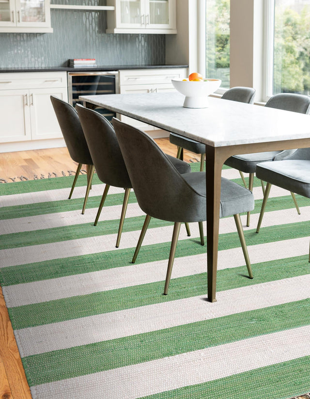 Green and Ivory 5' 1 x 8' Chindi Rag Rectangle Area Rug 100% Cotton All Natural Eco-Friendly Carpet Mat Decor for Homes for Sale at Rug Engine