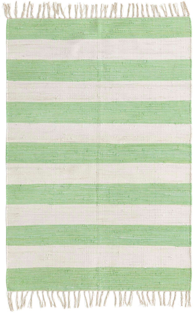 Green and Ivory 4' 1 x 6' 1 Chindi Rag Rectangle Area Rug 100% Cotton All Natural Eco-Friendly Carpet Mat Decor for Homes for Sale at Rug Engine
