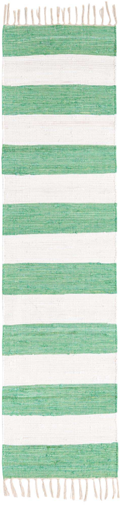Green and Ivory 2' 2 x 8' Chindi Rag Runner Area Rug 100% Cotton All Natural Eco-Friendly Carpet Mat Decor for Homes for Sale at Rug Engine
